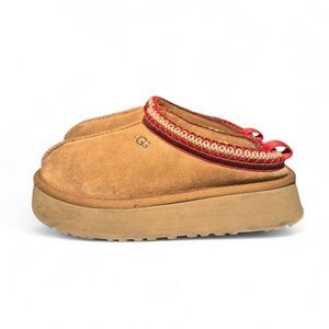 UGG Tazz II Platform Slippers Chestnut Suede Shearling Lined Women’s 8 EU 38